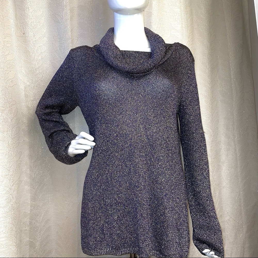 CHICOS Blue Shimmer Glitter Top Blouse